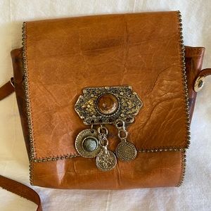 Brown leather boho bag